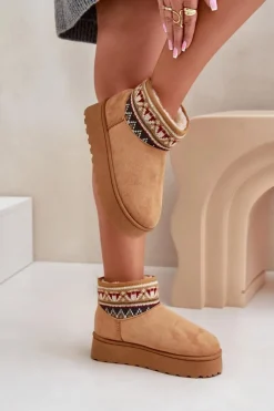 Śniegowce Damskie Ze Wzorem Na Platformie Camel Avatharia