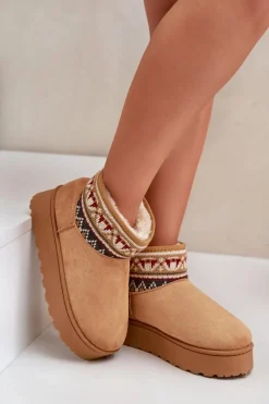 Śniegowce Damskie Ze Wzorem Na Platformie Camel Avatharia