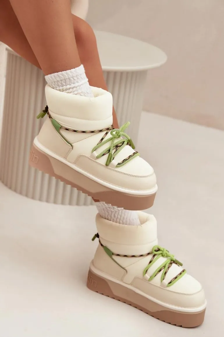 Śniegowce Na Platformie D.Franklin DFSH371015 Jasnobeżowe