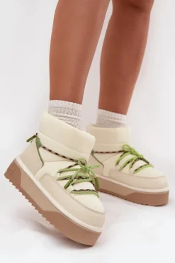 Śniegowce Na Platformie D.Franklin DFSH371015 Jasnobeżowe