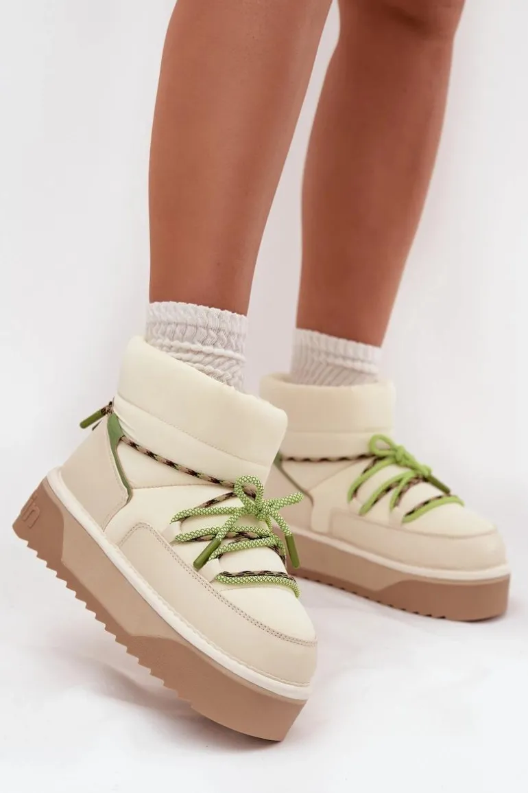 Śniegowce Na Platformie D.Franklin DFSH371015 Jasnobeżowe