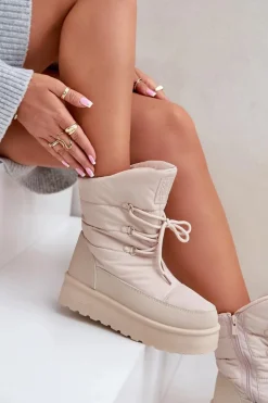 Śniegowce Na Platformie Na Zamek Big Star OO274885 Beżowe