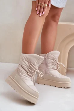 Śniegowce Na Platformie Na Zamek Big Star OO274885 Beżowe