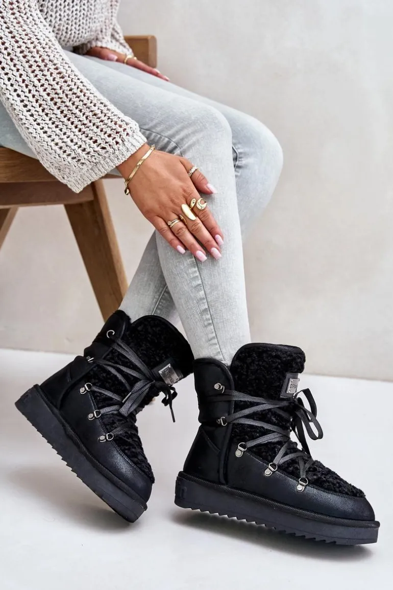 Śniegowce Na Platformie Wegańskie D.Franklin DFSH370004 Czarne