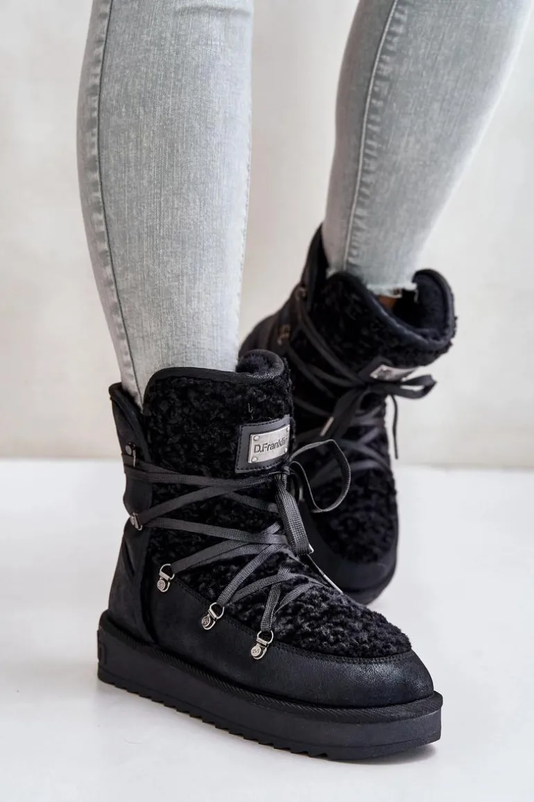Śniegowce Na Platformie Wegańskie D.Franklin DFSH370004 Czarne