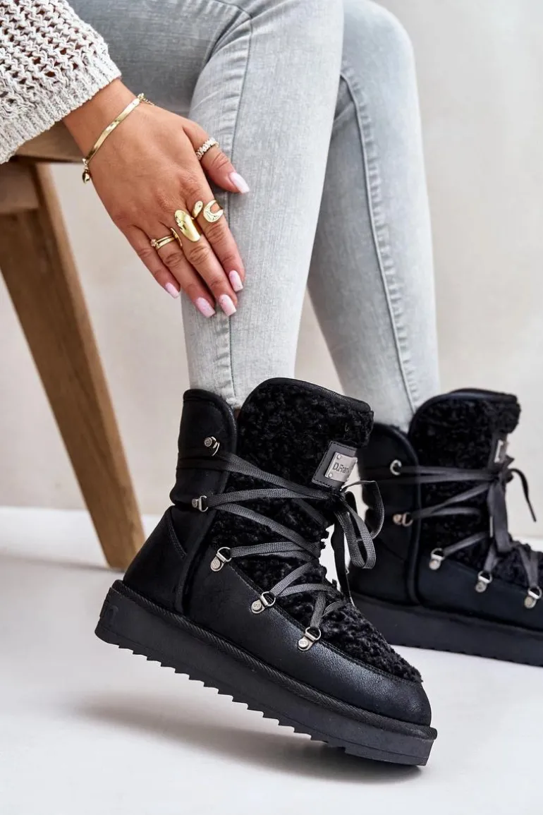 Śniegowce Na Platformie Wegańskie D.Franklin DFSH370004 Czarne