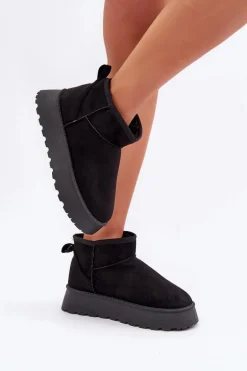 Śniegowce Na Platformie Z Eko Zamszu Czarne Vlivana