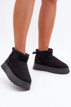 Śniegowce Na Platformie Z Eko Zamszu Czarne Vlivana