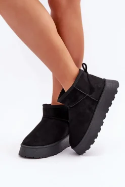 Śniegowce Na Platformie Z Eko Zamszu Czarne Vlivana