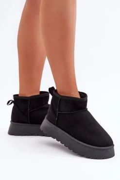 Śniegowce Na Platformie Z Eko Zamszu Czarne Vlivana