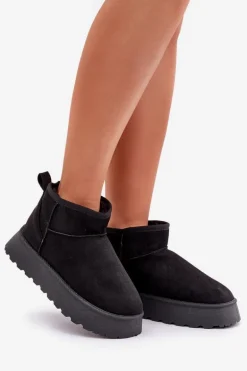 Śniegowce Na Platformie Z Eko Zamszu Czarne Vlivana