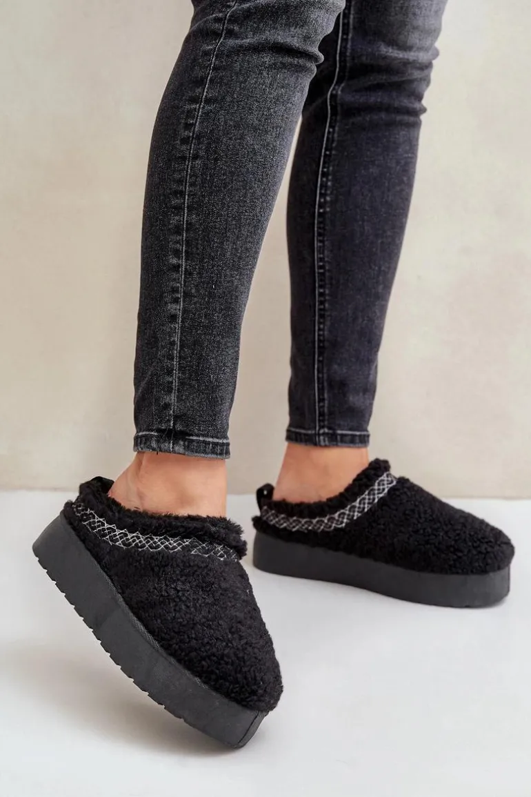 Śniegowce Na Platformie Z Futerkiem Typu Baranek Czarne Mesirra
