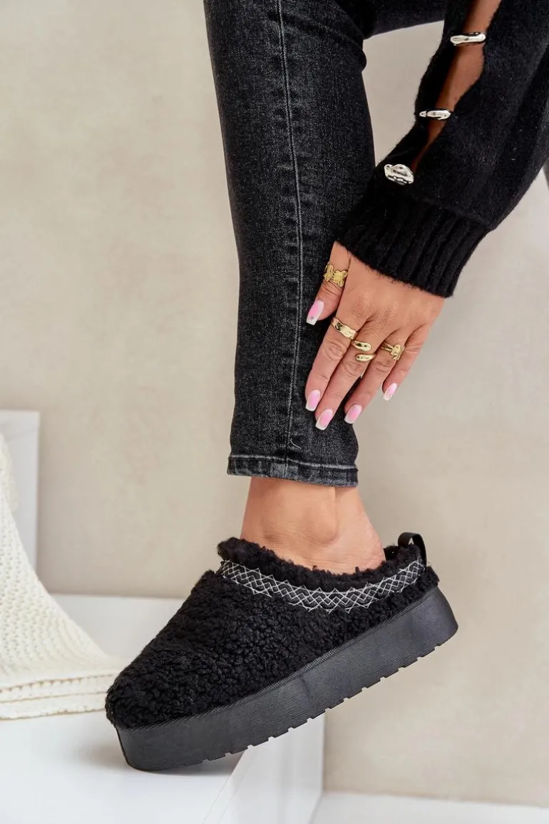Śniegowce Na Platformie Z Futerkiem Typu Baranek Czarne Mesirra