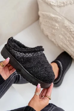 Śniegowce Na Platformie Z Futerkiem Typu Baranek Czarne Mesirra