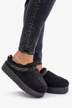 Śniegowce Na Platformie Z Futerkiem Typu Baranek Czarne Mesirra