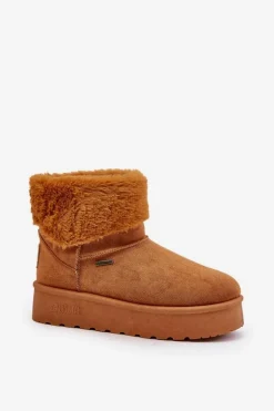 Śniegowce Na Platformie Z Futerkiem Big Star OO274A106 Camel