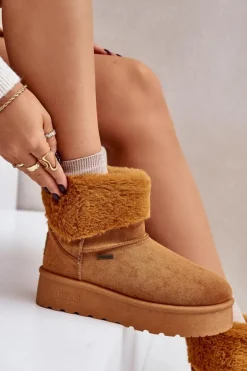 Śniegowce Na Platformie Z Futerkiem Big Star OO274A106 Camel