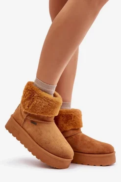 Śniegowce Na Platformie Z Futerkiem Big Star OO274A106 Camel