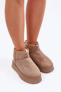 Śniegowce Na Platformie Z Eko Zamszu Ciemnobeżowe Vlivana