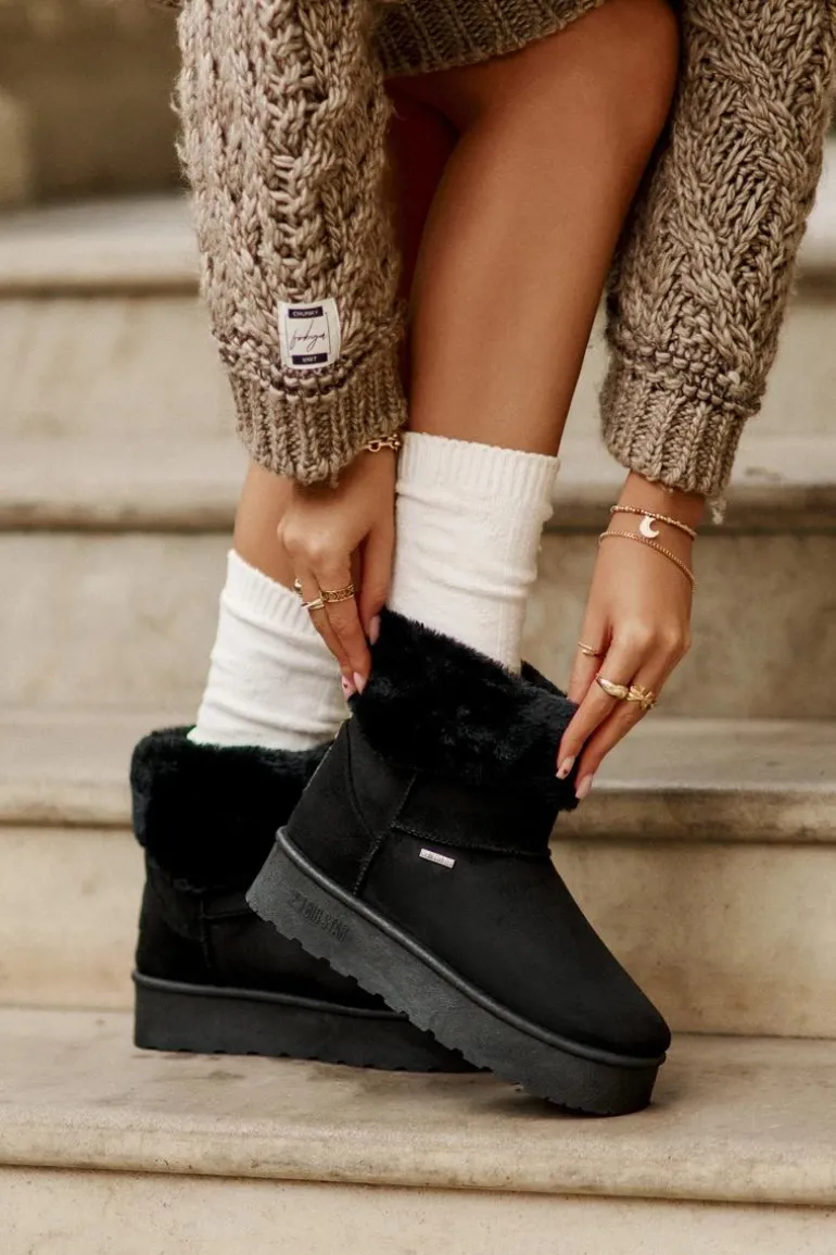 Śniegowce Na Platformie Z Futerkiem Big Star OO274A108 Czarne