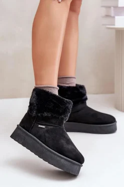 Śniegowce Na Platformie Z Futerkiem Big Star OO274A108 Czarne