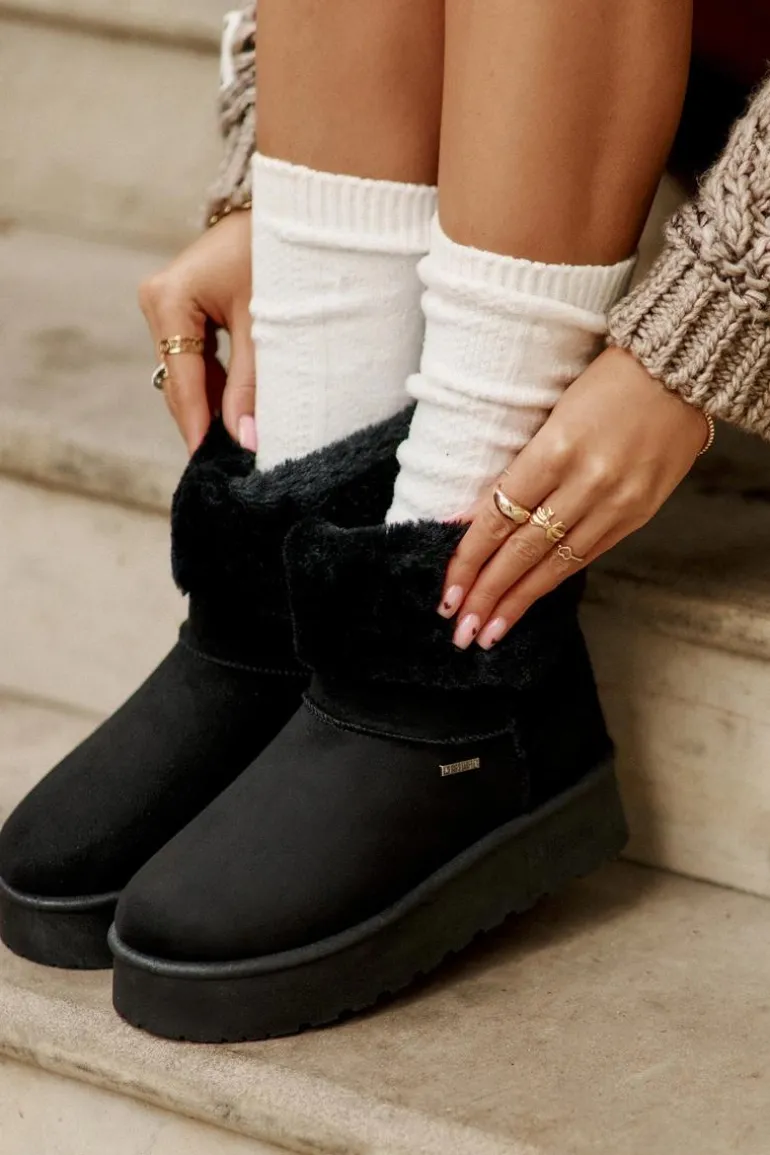 Śniegowce Na Platformie Z Futerkiem Big Star OO274A108 Czarne