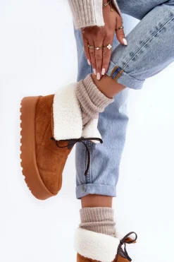 Śniegowce Na Platformie Z Kożuchem Camel Olimuka