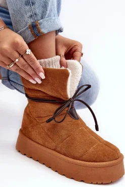 Śniegowce Na Platformie Z Kożuchem Camel Olimuka