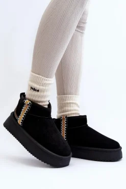 Śniegowce Na Platformie Ze Wzorem Czarne Udra