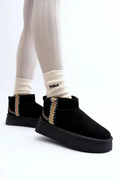 Śniegowce Na Platformie Ze Wzorem Czarne Udra