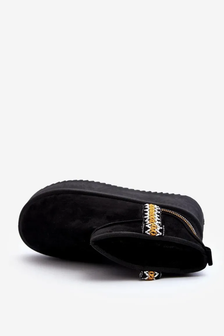 Śniegowce Na Platformie Ze Wzorem Czarne Udra