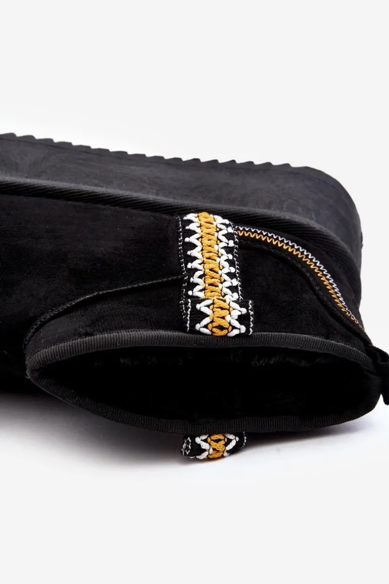 Śniegowce Na Platformie Ze Wzorem Czarne Udra