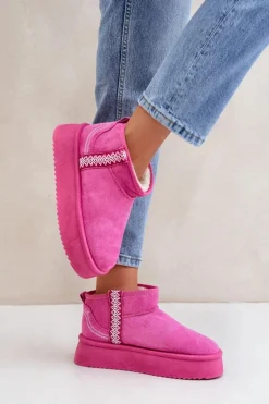 Śniegowce Na Platformie Ze Wzorem Różowe Udra