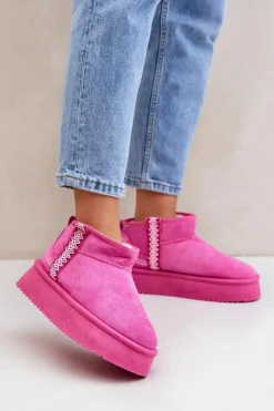 Śniegowce Na Platformie Ze Wzorem Różowe Udra