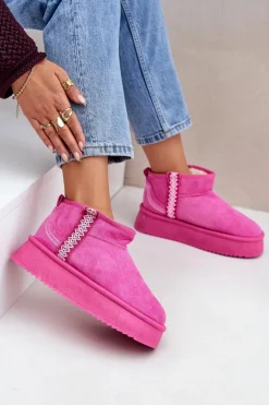 Śniegowce Na Platformie Ze Wzorem Różowe Udra