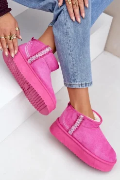 Śniegowce Na Platformie Ze Wzorem Różowe Udra