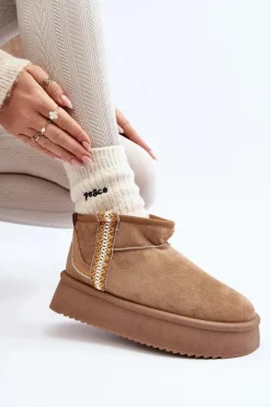 Śniegowce Na Platformie Ze Wzorem Jasnobrązowe Udra