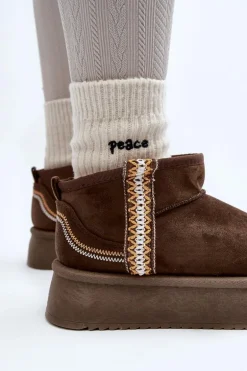 Śniegowce Na Platformie Ze Wzorem Ciemnozielone Udra