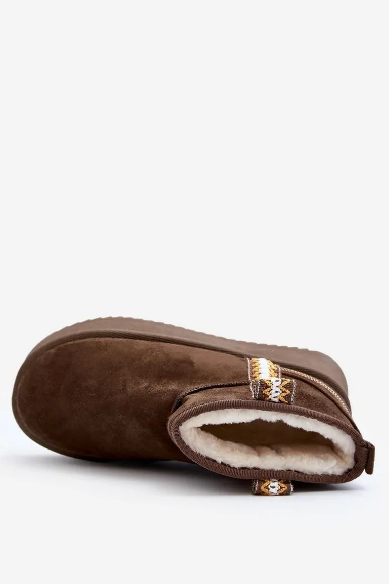 Śniegowce Na Platformie Ze Wzorem Ciemnozielone Udra