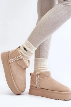 Śniegowce Na Platformie Ze Wzorem Beżowe Udra