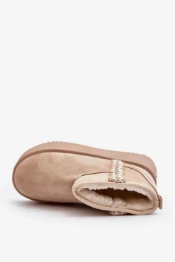 Śniegowce Na Platformie Ze Wzorem Beżowe Udra