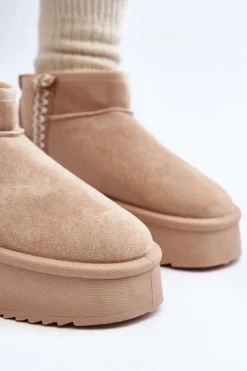 Śniegowce Na Platformie Ze Wzorem Beżowe Udra