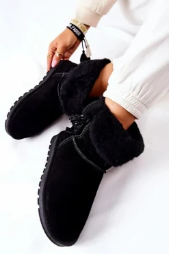 Śniegowce Ocieplane Frędzle Czarne Sorella