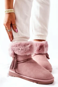 Śniegowce Ocieplane Frędzle Różowe Sorella