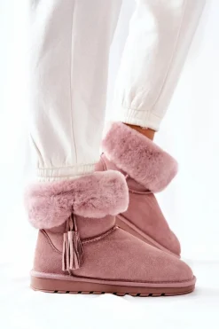 Śniegowce Ocieplane Frędzle Różowe Sorella