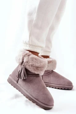 Śniegowce Ocieplane Frędzle Szare Sorella