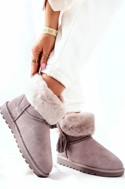 Śniegowce Ocieplane Frędzle Szare Sorella