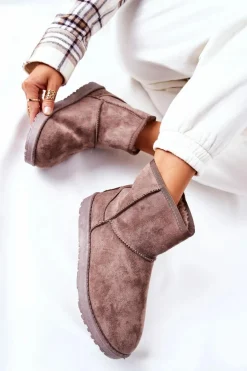 Śniegowce Ocieplane Futerkiem Brązowe Vicandi