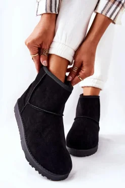 Śniegowce Ocieplane Futerkiem Czarne Vicandi