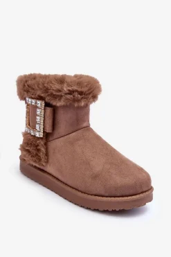 Śniegowce Ocieplane Z Klamrą Ciemnobeżowe Dulca